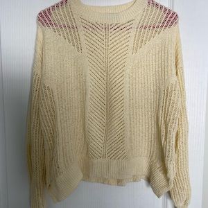 Lucky Brand Crochet Yellow Crewneck Sweater (Small)